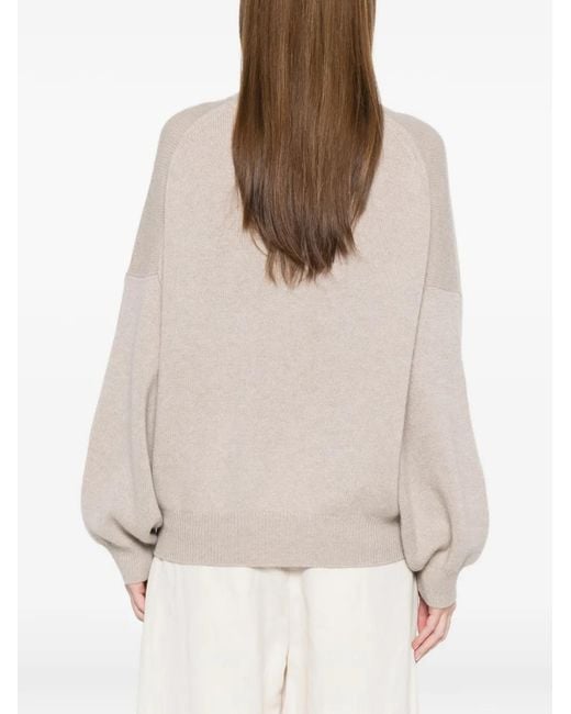 Lisa Yang White Veira Dropped-Shoulder Cashmere Sweater