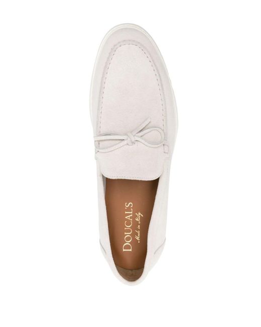 Doucal's White Lace-up Suede Loafers for men