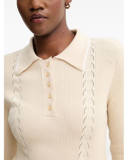 Sessun White Cable-Knit Polo Shirt