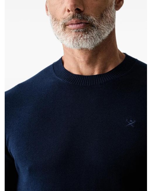 Hackett Blue Logo-Embroidered Crew Neck Sweater for men