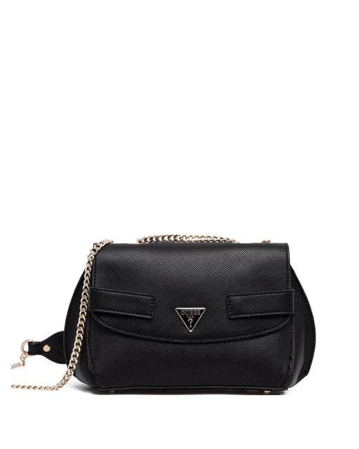 Guess Black Serenova Chain Strap Flap Cross Body Bag
