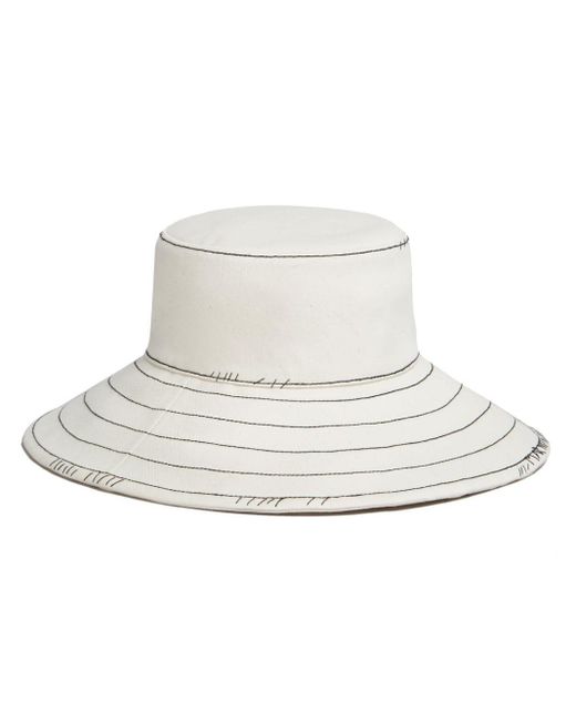 Marni White Contrast-stitching Cotton Hat