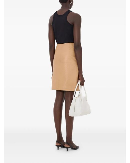 Loulou de Saison Natural Gora Ostrich-Effect Wrap Midi Skirt