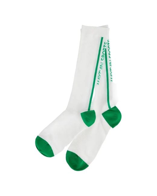Marc Cain Green Logo-Intarsia Ribbed Socks