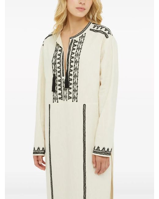Alanui Natural Akasha Embroidered Cotton-blend Dress