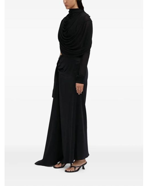 Christopher Esber Black Draped-Ruffle Long Skirt