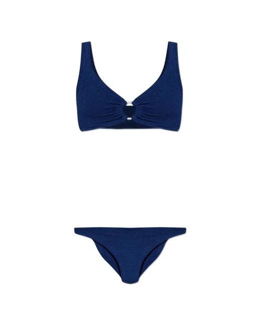 Hunza G Blue Julia Hoop-Detail Bikini