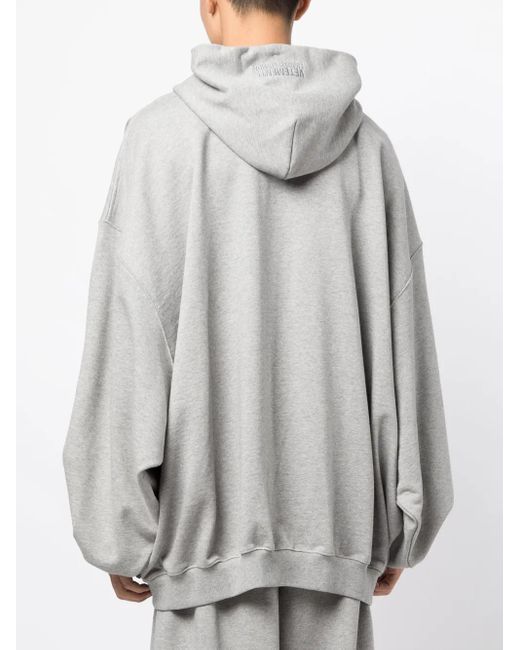 Vetements Gray Logo-Print Zip-Up Hoodie for men