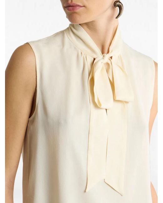 Etro White Silk-Blend Jacquard Top With Silk Scarf And Paisley Motif