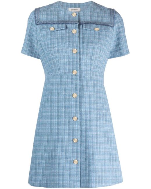 Button-up tweed dress di Sandro in Blue