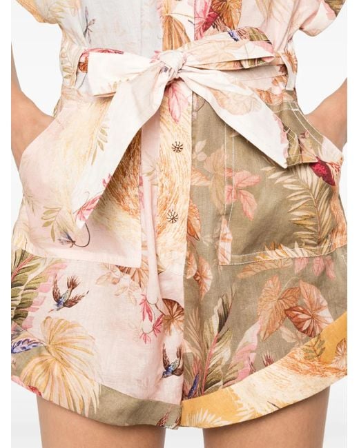 Zimmermann Pink Ascension Cuffed Playsuit