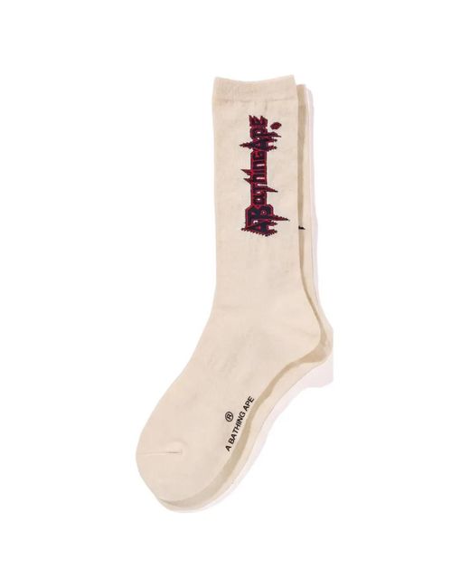 A Bathing Ape White Multi-Logo Socks for men