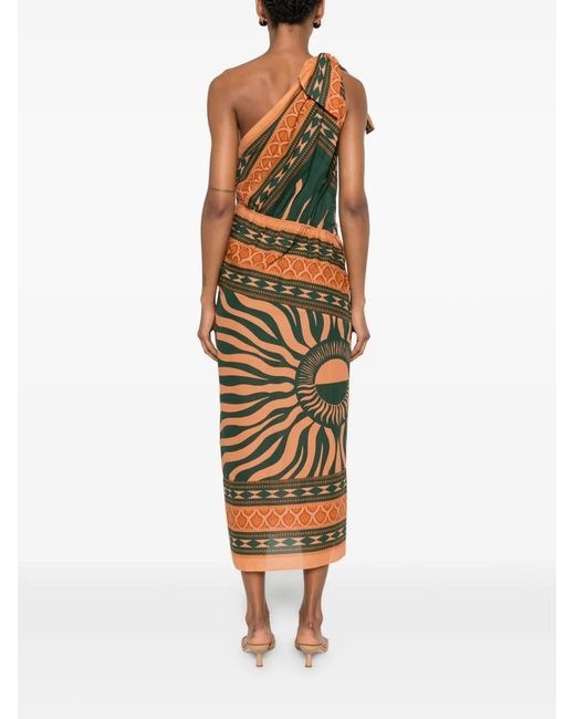 Johanna Ortiz Metallic Embracing Courage One-Shoulder Midi Dress