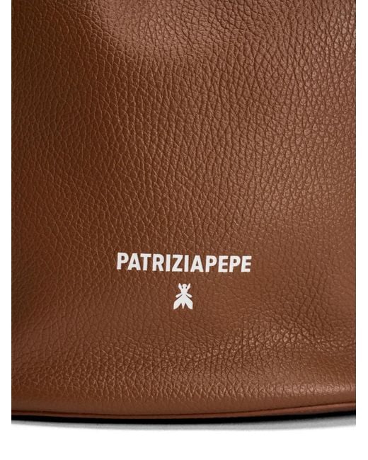 Patrizia Pepe Brown Sac Porté Épaule Grainé À Logo