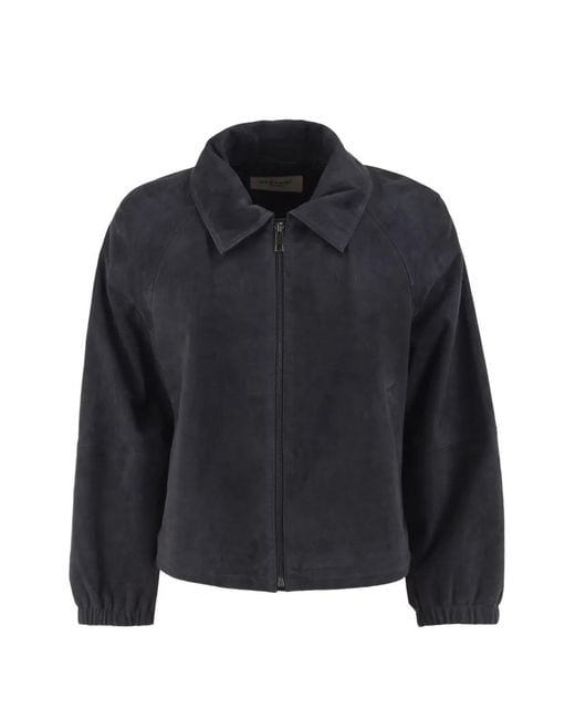 Weekend by Maxmara Blue Suede Raglan-Sleeve Jacket