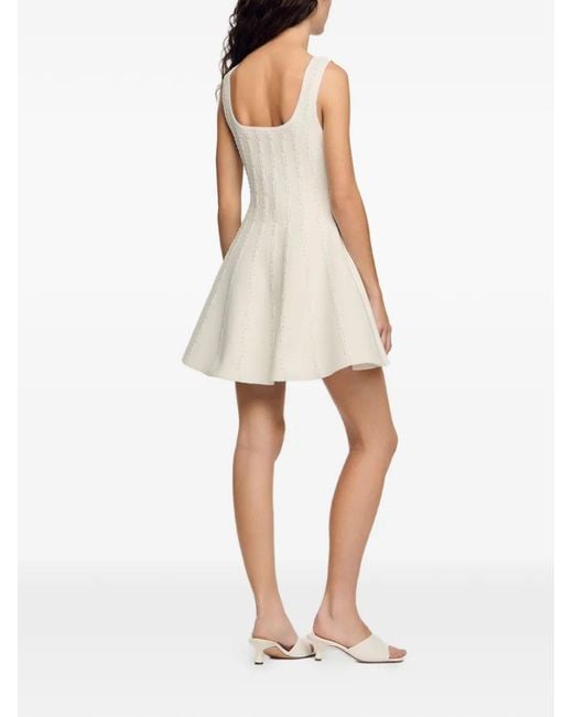 Sandro White Beaded Knit Mini Dress