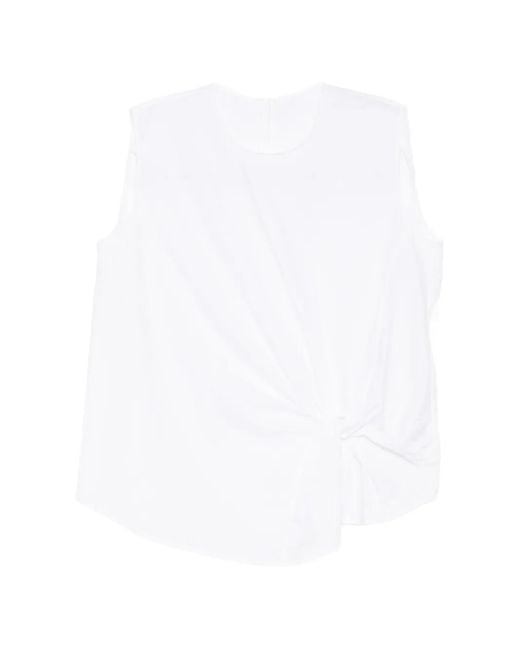 JNBY White Twist-Detail Draped Top