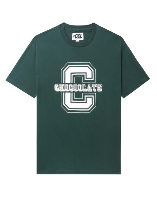 Chocoolate Green Logo-print Cotton T-shirt for men