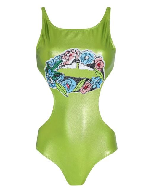 Brigitte Bardot Green Festival Boca Carnaval Bodysuit