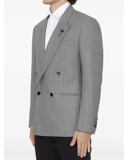 Lardini Gray Double-Breasted Wool Jacket for men