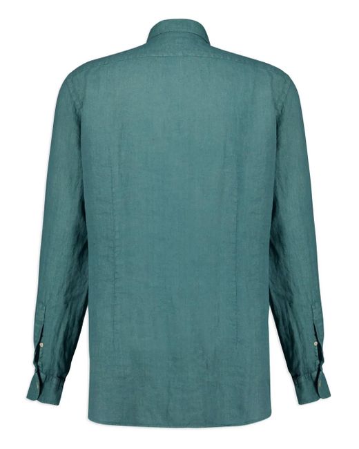 Boglioli Green Classic-Collar Linen Shirt for men