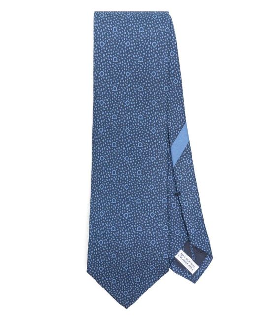 Ferragamo Blue Spot-print Silk Tie for men