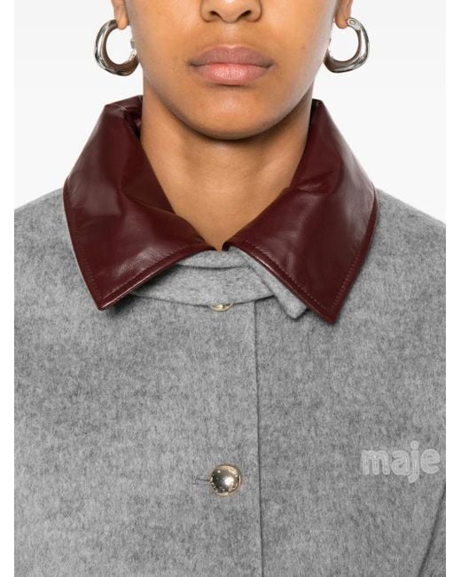 Maje Gray Wool-Blend Belted Coat