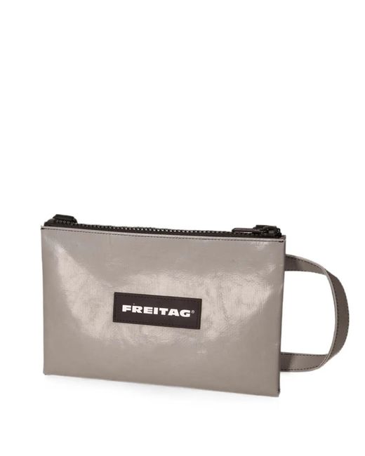 Freitag Gray Eddie Extra-Small Logo-Patch Crossbody Bag