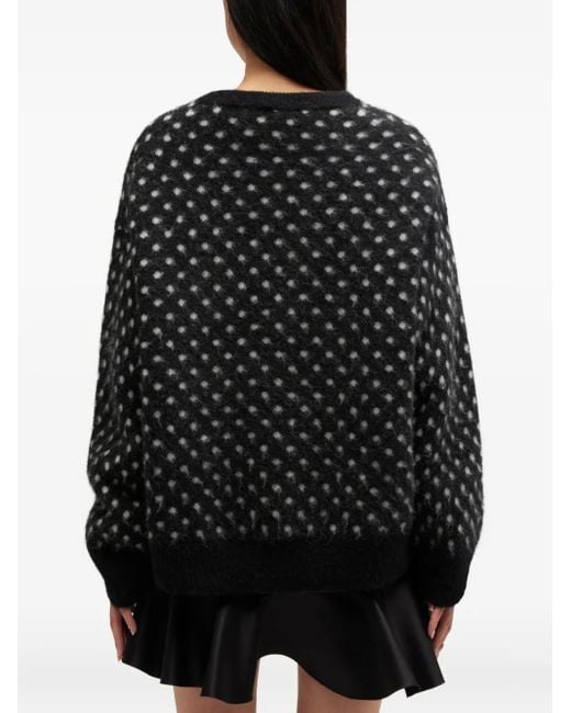 Ganni Black Polka Brushed Sweater