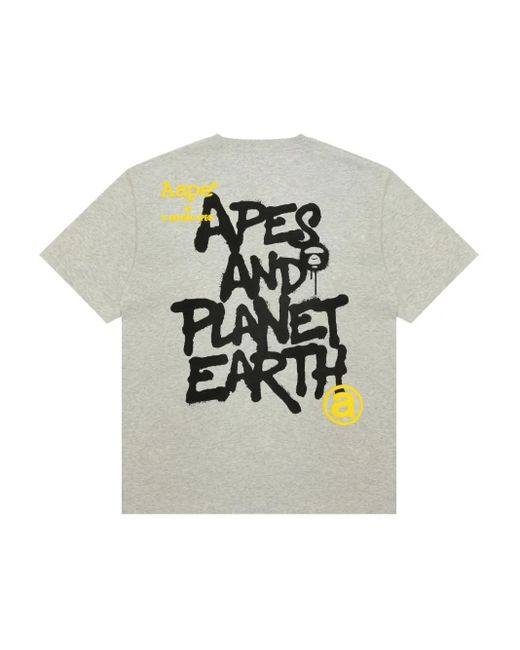 Aape By A Bathing Ape Gray Logo-Print T-Shirt for men