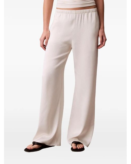 Calvin Klein White Pantalon En Satin