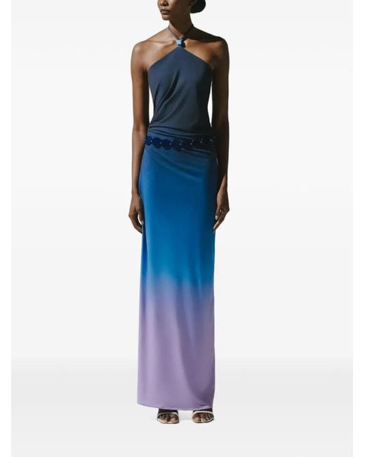 Baobab Blue Blake Resin-Embellished Ruched Maxi Dress