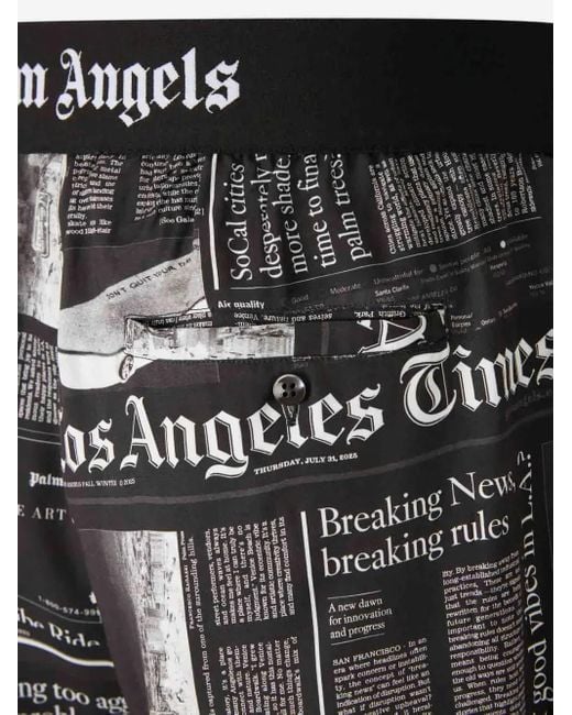 Palm Angels Stretchbund-Shorts mit Zeitungs-Print in Black für Herren
