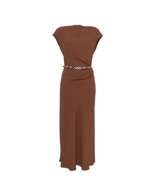 Imperial Brown Belted Maxi Dress
