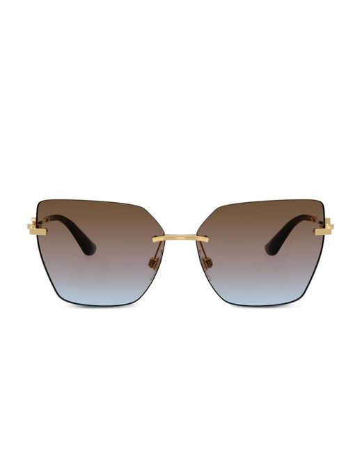 Dolce & Gabbana Brown Geometric-Frame Sunglasses