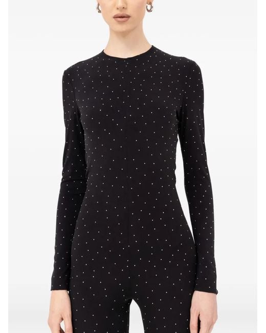 Nissa Black Rhinestone-Embellished Jumpsuit
