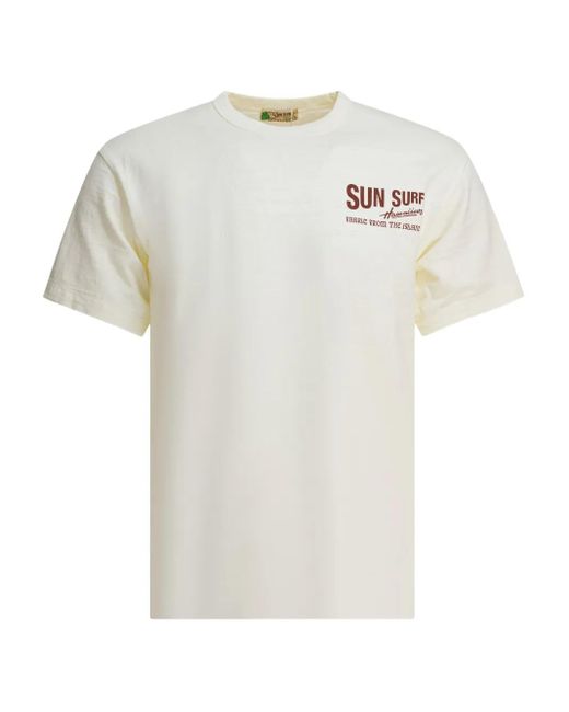 Sun Surf White Logo-Print T-Shirt for men
