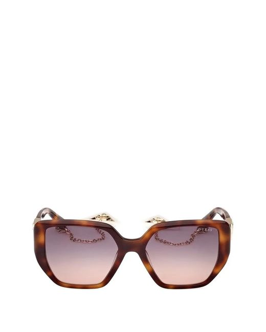 GUESS EYEWEAR Pink Tortoiseshell-Effect Geometric-Frame Sunglasses