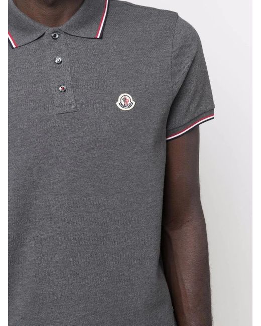 Moncler Pikee-Poloshirt Mit Logo-Patch in Gray für Herren