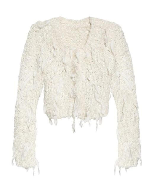 LoveShackFancy White Frayed Cardigan