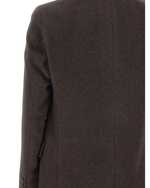 Boss Brown Peak Lapels Double-Breasted Coat for men