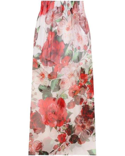 Dolce & Gabbana Red Midi Skirt
