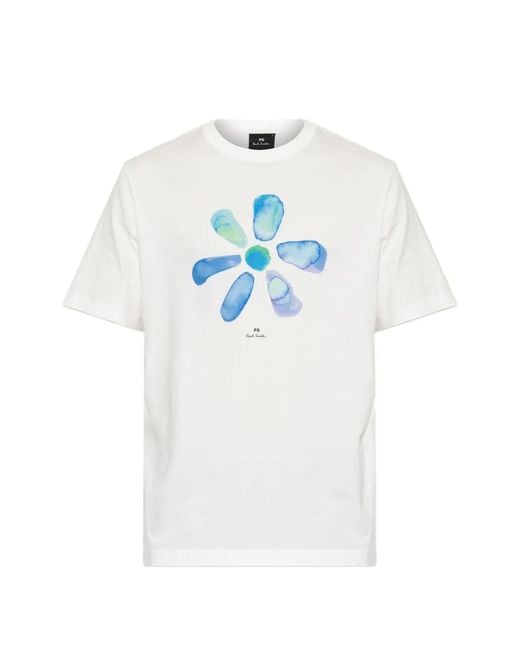 Paul Smith White Floral-Print T-Shirt for men