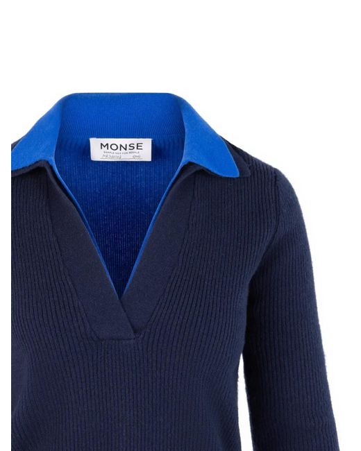 Monse Blue Double Layer Knitted Jumper