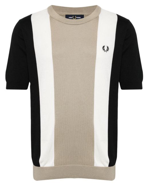 Fred Perry Black Colourblock Knitted T-shirt for men