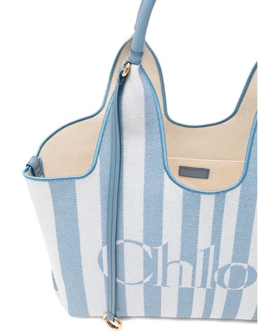 Chloé Blue Small Stripy East-West Tote Bag