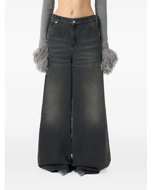 Blumarine Black Whiskering-Effect Jeans