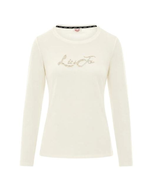 Liu Jo White Long-Sleeve T-Shirt With Sequins