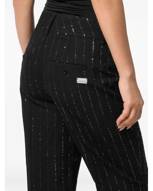Philipp Plein Black Lady Fit Pants Paillettes