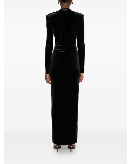 Amazuìn Fluwelen Maxi-Jurk Met Diepe Hals in het Black